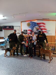 Juniors and Young Sons of American Legion Post 69 donation to K-9 Unit