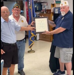 Mr Porter received a certificate for 50 years of legion membership.