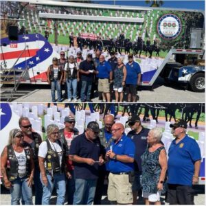 Post 69 Family presenting a $1000 check to Wreaths Across America